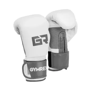 Boxerské rukavice 8 oz síťovina uvnitř bílé a kovově šedé - Gymrex