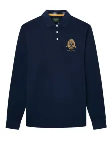 Nadměrná velikost: Hackett, Polo tričko s dlouhým rukávem, výšivkou a záplatami na loktech Námořnická Modrá