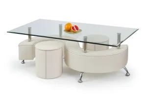 HALMAR Konferenční stolek s taburety Linah bílý