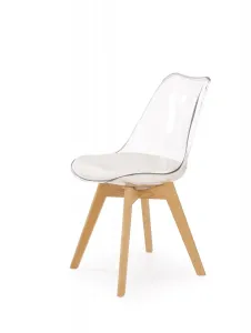 Židle K246 dřevo/eko kůže/polykarbonát bílá/průhledná/buk