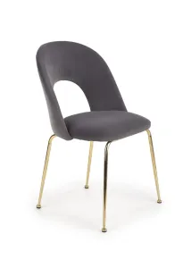 Židle K385 látka velvet/chrom popelavě šedá/zlatá