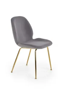 Židle K381 látka velvet/chrom popelavě šedá/zlatá