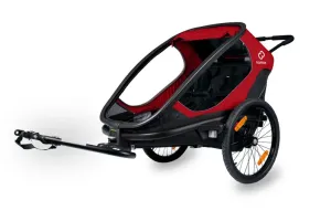 HAMAX - Outback 2v1 - dvoumístný vozík za kolo vč. ramena + kočárkový set - Red/Black, polohovací