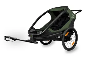 HAMAX - Outback 2v1 - dvoumístný vozík za kolo vč. ramena + kočárkový set - Green/Black, polohovací