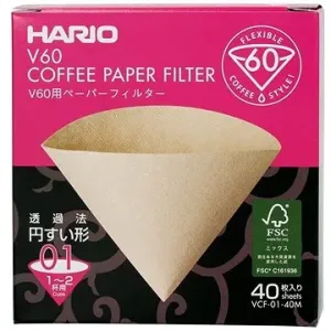 Hario Misarashi papírové filtry V60-01, nebělené, 40ks