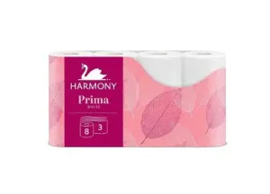Toaletní papír Harmony Prima 3vrs. bílý 8rolí / prodej po balení