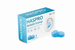 HASPRO 6P silikonové špunty do uší, modré