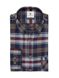 Nadměrná velikost: Hatico, Flanelová košile s glenčekovým vzorem, regular fit, extra dlouhé Námořnická Modrá