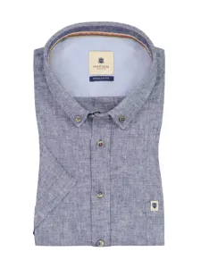 Nadměrná velikost: Hatico, Košile s krátkým rukávem ze směsi lnu, s náprsní kapsou, Regular Fit Námořnická Modrá #4796656