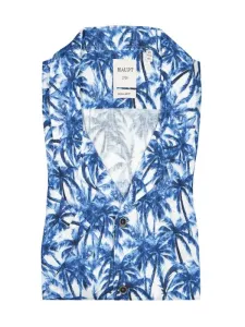 Nadměrná velikost: Haupt, Košile s krátkým rukávem ze směsi lnu s potiskem palem Modrá #4455792