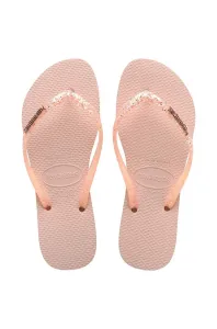 Žabky Havaianas SLIM GLITTER dámské, růžová barva, na plochém podpatku, 4147122.5217