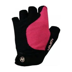 HAVEN Cyklistické rukavice krátkoprsté - KIOWA SHORT - černá/růžová XS
