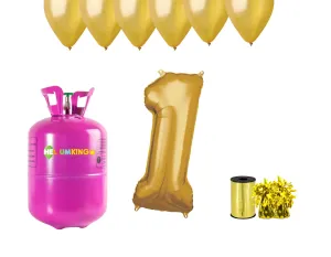 HeliumKing Helium párty set na 1. narozeniny se zlatými balónky