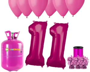 HeliumKing Helium párty set na 11. narozeniny s růžovými balónky