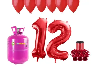 HeliumKing Helium párty set na 12. narozeniny s červenými balónky