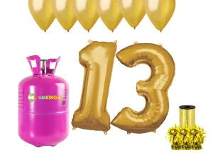 HeliumKing Helium párty set na 13. narozeniny se zlatými balónky