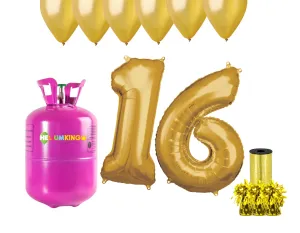 HeliumKing Helium párty set na 16. narozeniny se zlatými balónky