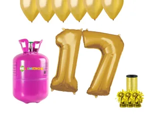 HeliumKing Helium párty set na 17. narozeniny se zlatými balónky
