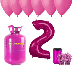 HeliumKing Helium párty set na 2. narozeniny s růžovými balónky
