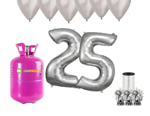 HeliumKing Helium párty set na 25. narozeniny se stříbrnými balónky