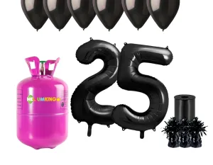 HeliumKing Helium párty set na 25. narozeniny s černými balóny