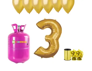 HeliumKing Helium párty set na 3. narozeniny se zlatými balónky