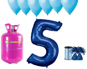 HeliumKing Helium párty set na 5. narozeniny s modrými balónky