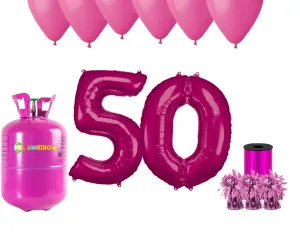 HeliumKing Helium párty set na 50. narozeniny s růžovými balónky