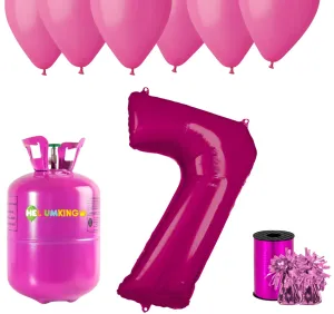 HeliumKing Helium párty set na 7. narozeniny s růžovými balónky