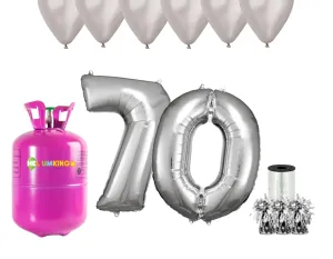 HeliumKing Helium párty set na 70. narozeniny se stříbrnými balónky