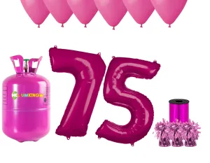 HeliumKing Helium párty set na 75. narozeniny s růžovými balónky