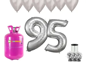 HeliumKing Helium párty set na 95. narozeniny se stříbrnými balónky