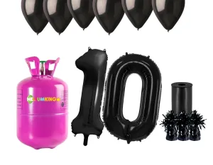 HeliumKing Helium párty set na 10. narozeniny s černými balónky