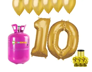 HeliumKing Helium párty set na 10. narozeniny se zlatými balónky