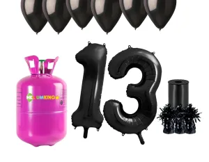 HeliumKing Helium párty set na 13. narozeniny s černými balónky