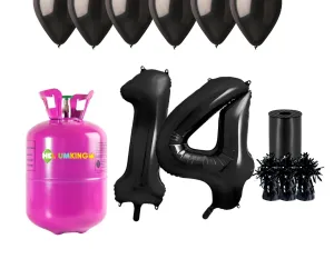 HeliumKing Helium párty set na 14. narozeniny s černými balónky