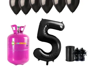 HeliumKing Helium párty set na 5. narozeniny s černými balónky