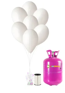 HeliumKing Helium párty set s bílými balónky 30 ks