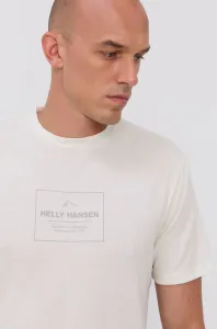 Tričko Helly Hansen krémová barva, s potiskem