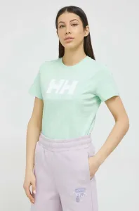 Bavlněné tričko Helly Hansen zelená barva, 34112-001 #3632742