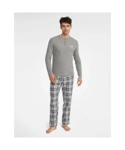 Henderson Usher 40946-90X šedý melanž Pánské pyžamo, XXXL, Šedá Melanž