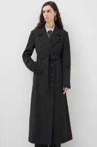 Kabát s příměsí vlny Herskind šedá barva, přechodný, dvouřadový
