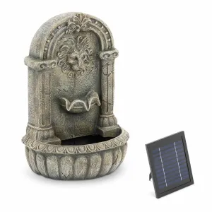 Solární zahradní fontána tryskající lví hlava na zdobeném umyvadle LED osvětlení - Zahradní fontány hillvert