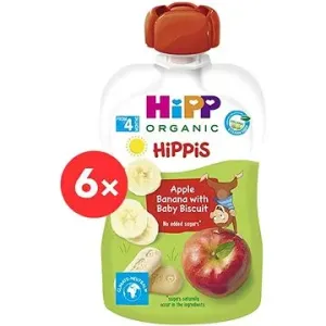 HiPP BIO 100% ovoce Jablko-Banán-Jahoda od uk. 4. měsíce, 6× 100 g
