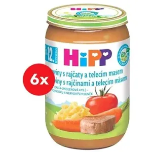 HiPP BIO Těstoviny s rajčaty a telecím masem 6× 220 g