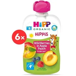 HiPP BIO 100% ovoce Jablko-Broskev -Lesní ovoce d uk. 4. měsíce, 6× 100 g