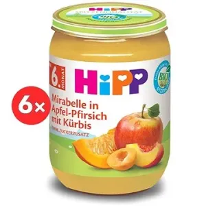 HiPP BIO Jablko, broskve, mirabelky, máslová dýně 6× 190 g
