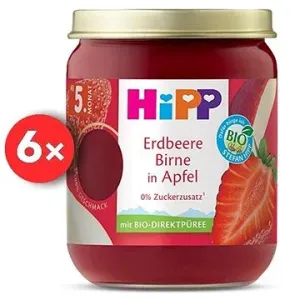 HiPP BIO Jablko, jahody a hrušky od uk. 4.-6. měsíce, 6× 160 g