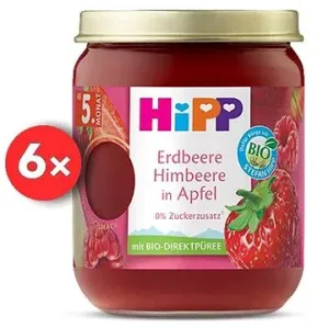 HiPP BIO Jablko, jahody a maliny od uk. 4.-6. měsíce, 6× 160 g