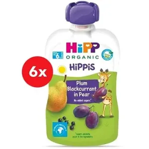 HiPP BIO 100% ovoce Hruška-Černý rybíz-Švestka 6× 100 g